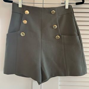 Zara army green high waisted shorts